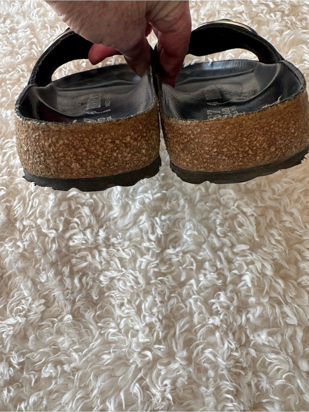 Birkenstock Madrid Big Buckle Slide Sandals in Black with Silver Buckle Size 37 - Picture 9 of 11